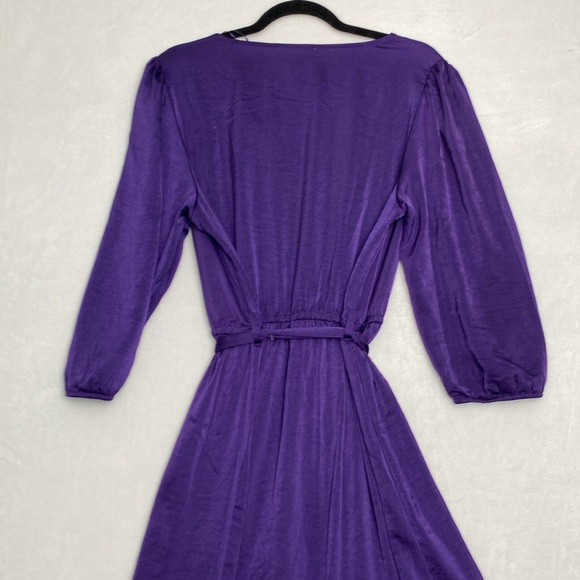 NEW Lucky Brand Women's Midi Dress w/Belt 3/4 Sleeve V-Neck Size XL Purple - Picture 11 of 13